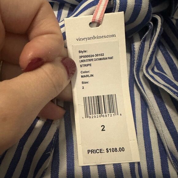 BNWT - Vineyard Vines Linen Striped Catamaran Pants Size 2 - Picture 4 of 7